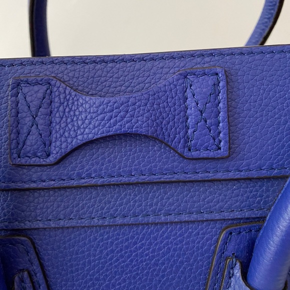 100% authentic Celine Drummed Calfskin Micro Luggage in indigo - Picture 6 of 16